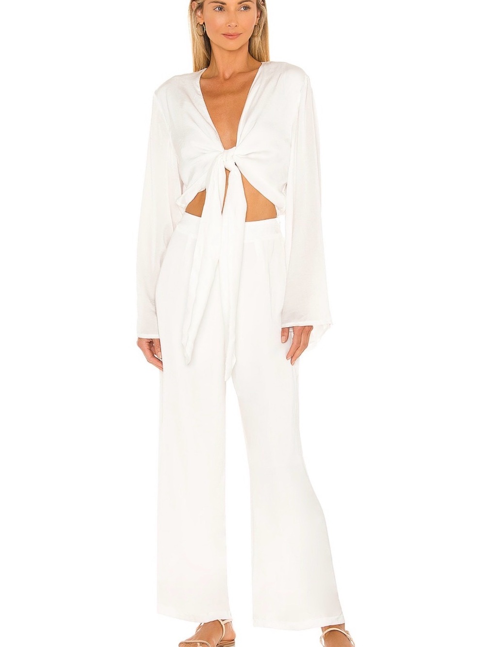 NWT Revolve Tie-Front Wide-Leg Jumpsuit in White